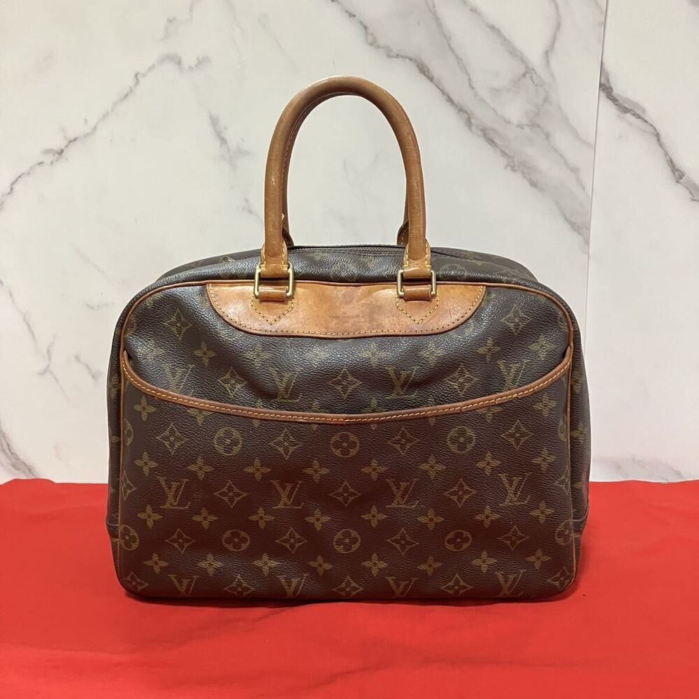 Louis Vuitton Boston Bag Tote Deauville Cosmetic Handbag LV Monogram Brown